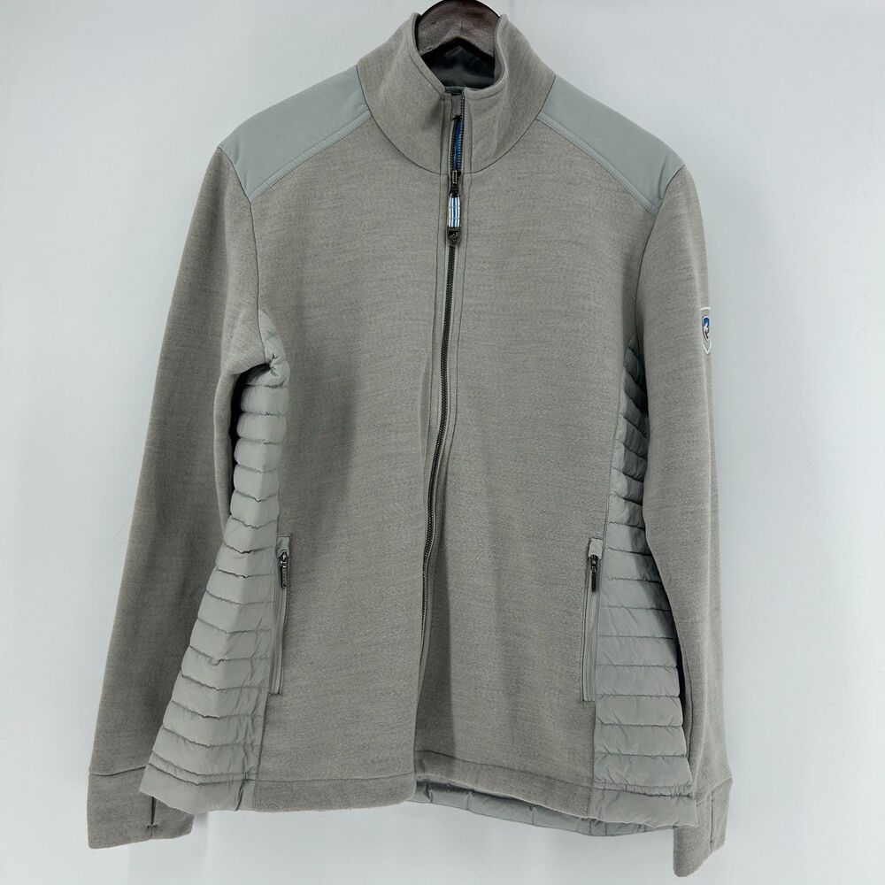 Kuhl Alskar Goose Down Insulated Wool Jacket Women's L Full Zip Coat Gray Hiking